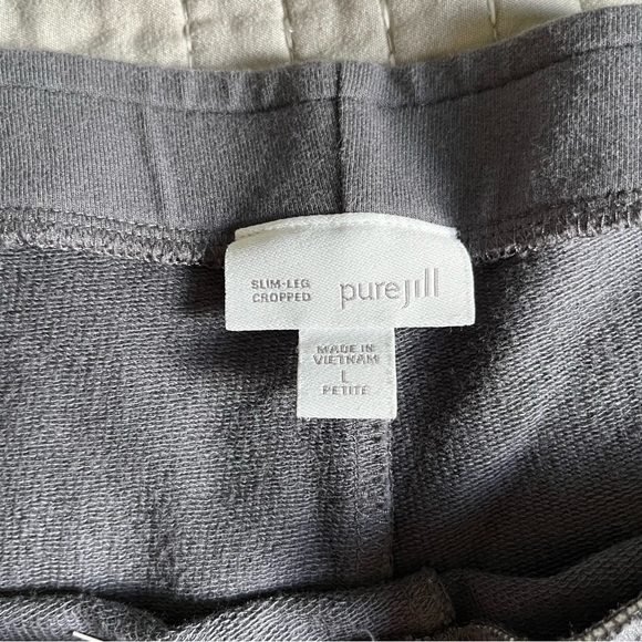 J JILL ~ Pure Jill Grey Pima Cotton Spandex Slim-Leg Cropped Lounge Pant - Picture 7 of 13
